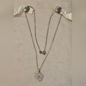 Elegant 925 Silver Pendant Necklace with Clear Crystal CZ Drop 18" Box Chain